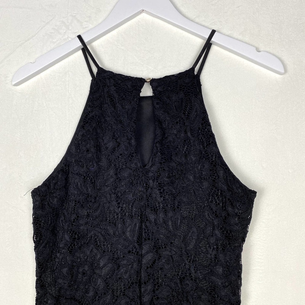Love J Women's Size M Black Lace Bodycon Fitted Midi Sleeveless Dress - Picture 7 of 8